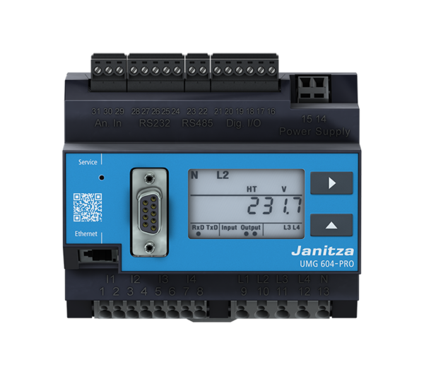 Analizator parametrów sieci Janitza UMG 604-PRO, 20 …. 50 V AC, 20 … 70 V DC. Funkcja zero-export